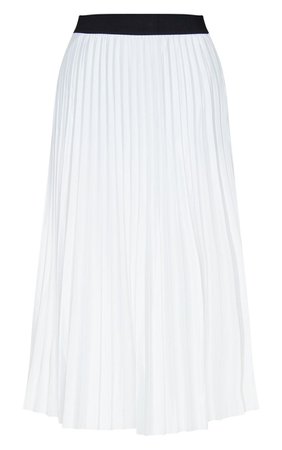White Pleated Midi Skirt | PrettyLittleThing USA