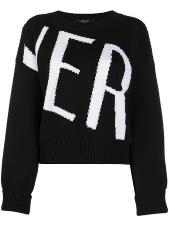 Shop black Versace wool-knit logo jumper with Express Delivery - Farfetch