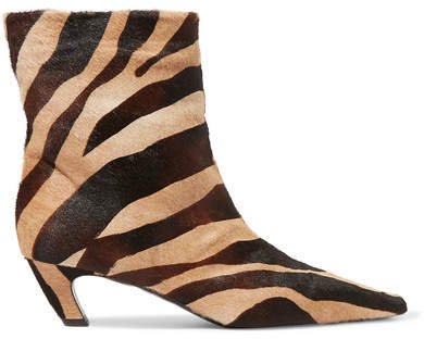 Zebra-print Calf Hair Ankle Boots - Zebra print