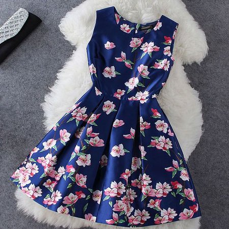 (17) Pinterest - Blue Plum Flower Print Sleeveless Dress|Fashion Dresses - Clothing & Apparel- ByGoods.com | Amazing Dresses