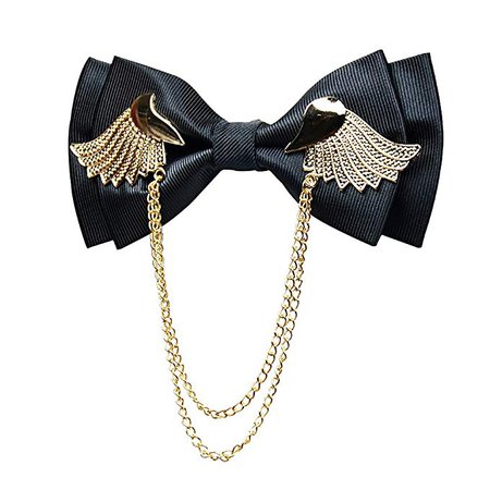 Manoble Men's Adjustable Metal Golden Wings Two Layer Neck Bowtie Bow Tie (Black) at Amazon Men’s Clothing store: