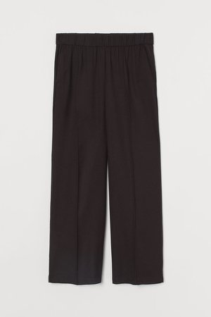 H&M+ Wide-cut Pull-on Pants - Black