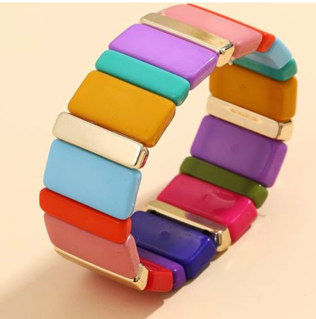 resin color block bracelet