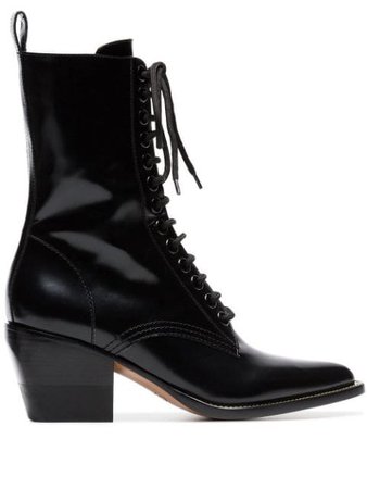 Chloé black 60 lace-up leather boots £699 - Fast Global Shipping, Free Returns