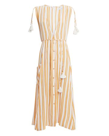 Claudia Striped V-Neck Midi Dress