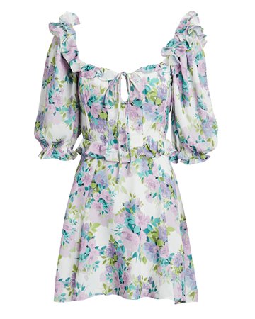 For Love & Lemons Imogen Floral Puff Sleeve Mini Dress | INTERMIX®