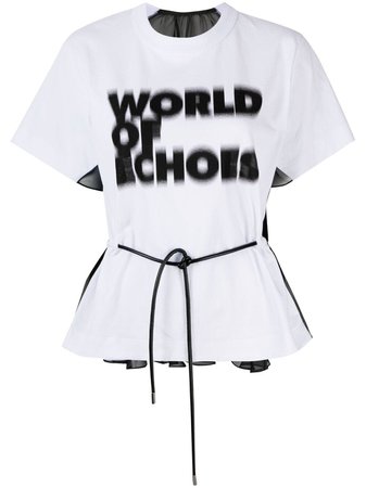 Shop white & black Sacai panelled drawstring waist T-shirt with Afterpay - Farfetch Australia