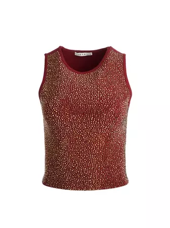 Darina Embellished Cropped Tank In Bordeaux/gold | Alice And Olivia