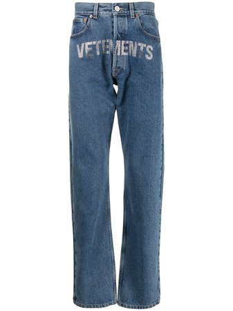 VETEMENTS studded-logo Straight Jeans - Farfetch