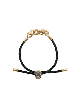 Shop black & gold Alexander McQueen skull friendship bracelet with Express Delivery - Farfetch