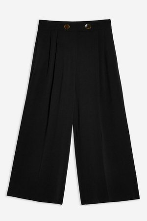PETITE Double Button Crop Wide Trousers | Topshop black