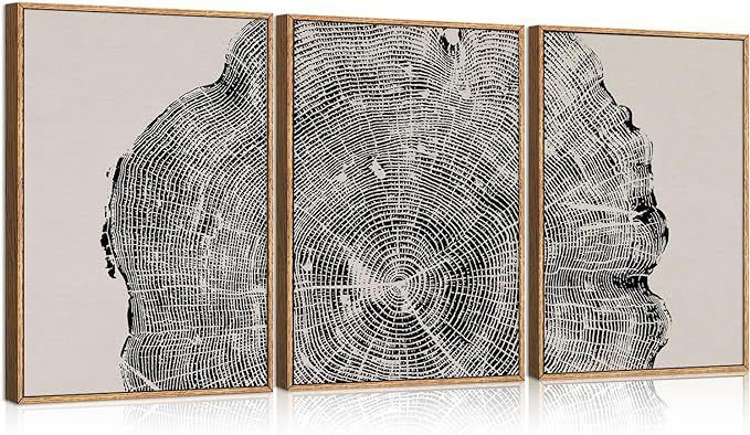 Amazon.com: CHDITB Framed Wood Tree Rings Wall Art Set, 16x24in Black and White Canvas Art Wall Decor, Abstract Nature Wall Pictures Prints, Modern Paintings Wall Art for Living Room, Bedroom, Farmhouse(3Pcs): Posters & Prints