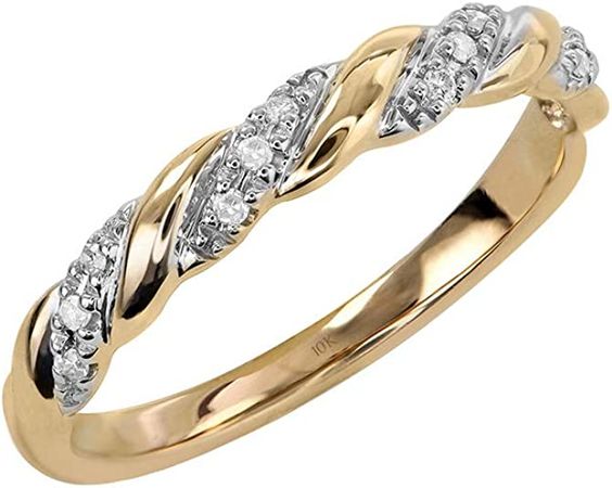 Amazon.com: Brilliant Expressions 10K Yellow Gold 0.06 Cttw Conflict Free Diamond-Accented Twist Wedding or Anniversary Band (I-J Color, I2-I3 Clarity), Size 7 : Clothing, Shoes & Jewelry