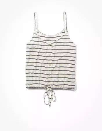 AE Tie Front Tank Top white