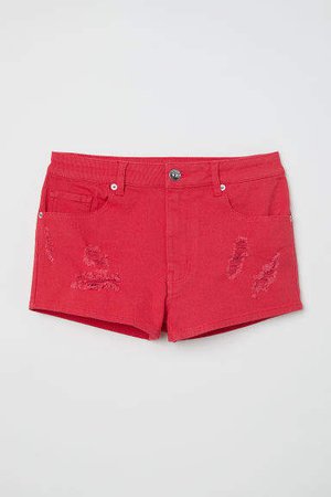 Twill Shorts High Waist - Red