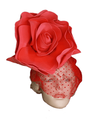 red rose hat veil etsy