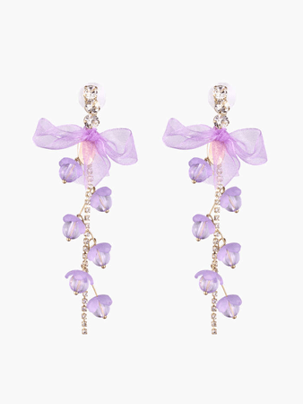 purple and gold dangle earrings