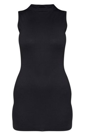 Black High Neck Cotton Bodycon Dress | PrettyLittleThing USA