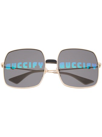 Gucci Eyewear Guccify Solglasögon Med Rektangulära Bågar - Farfetch