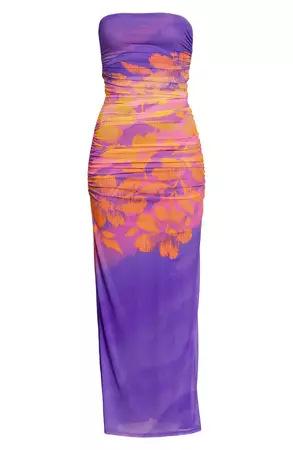 AFRM Marlo Placed Floral Strapless Dress | Nordstrom