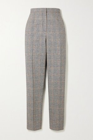 Black Prince of Wales checked wool-blend tapered pants | Alexander McQueen | NET-A-PORTER
