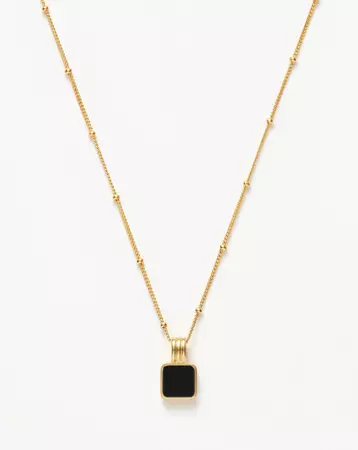 Lucy Williams Square Onyx Necklace | 18ct Gold Plated Vermeil/Black On | Missoma