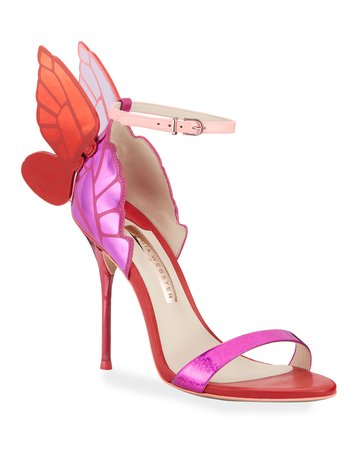 Sophia Webster Chiara Metallic Butterfly Sandals | Neiman Marcus