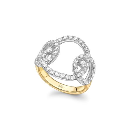 Lola Interlinking Diamond Ring in White and Yellow Gold - Kiki McDonough