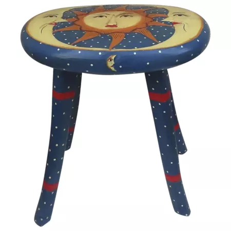 Vintage Hand Painted Occasional Table Sun Moon : Black Tulip Antiques, Ltd. | Ruby Lane