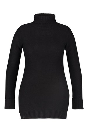 Petite Knitted Roll Neck Sweater Dress | Boohoo