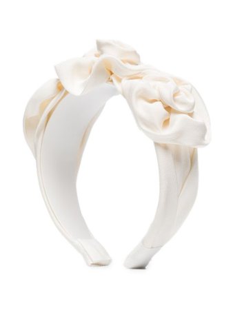 Jennifer Behr Triple Rosette silk faille headband white 28BD1cream - Farfetch