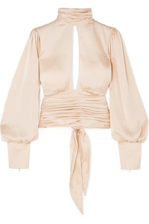 Orseund Iris | Night Out open-back ruched satin blouse | NET-A-PORTER.COM