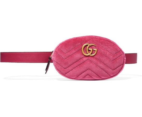 Gucci pink velvet marmont belt bag