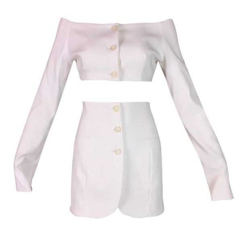 S/S 1992 Dolce & Gabbana Pin-Up Ivory Crop Top & High Waist Skirt | My Haute Wardrobe