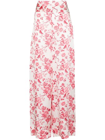 Shop pink & white The Vampire's Wife rose print wide leg trousers with Express Delivery - Farfetch