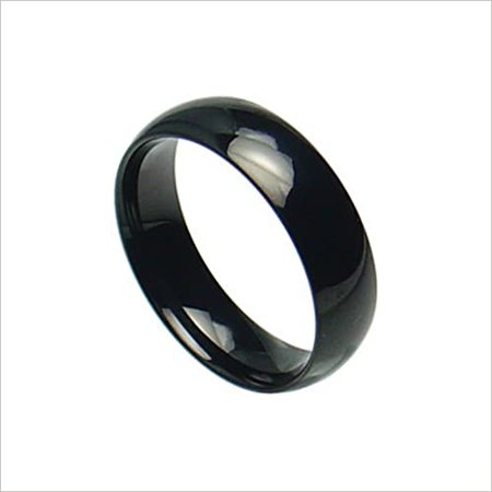 Stainless Steel Shiny Polished Black Plain Band Ring