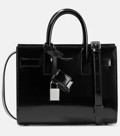 Sac De Jour Nano Patent Leather Tote Bag in Black - Saint Laurent | Mytheresa