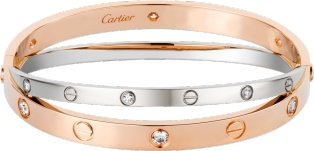 CRN6039117 - Bracelet LOVE 12 diamants - Or rose, or gris, diamants - Cartier