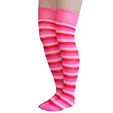 pink and red striped knee socks goth - Google Search