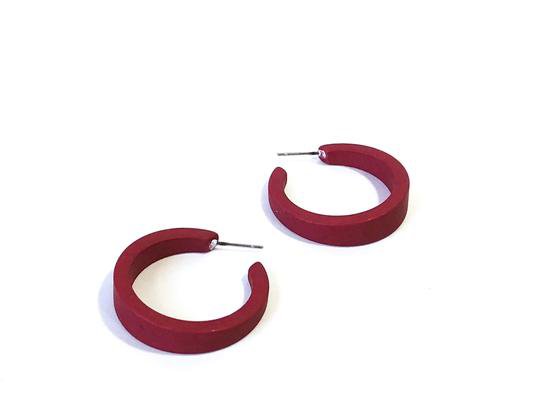 Dark Cranberry Hoop Earrings | velvet tapered lucite hoop earrings – Leetie Lovendale