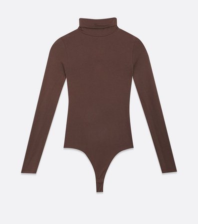 Dark Brown Long Sleeve Roll Neck Bodysuit | New Look