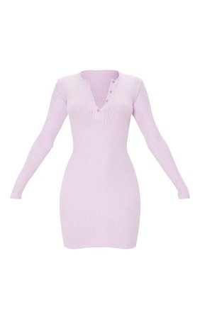 Lilac Brushed Rib Long Sleeve Bodycon Dress | PrettyLittleThing