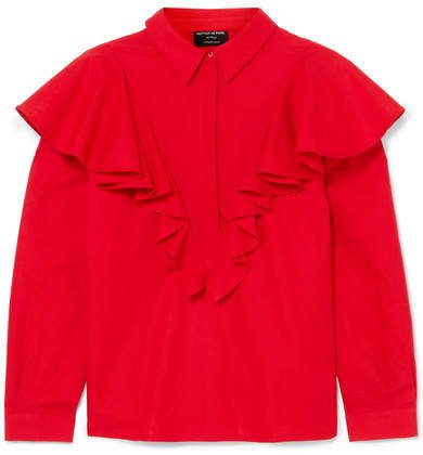 Ruffled Cotton Blouse - Red