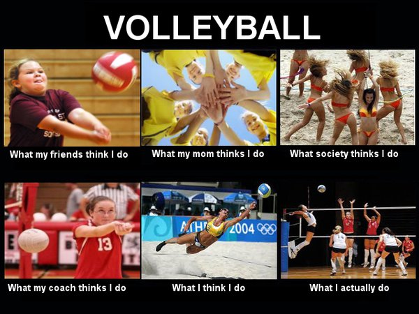 hitting a volleyball