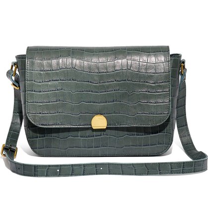 Madewell The Abroad Shoulder Bag: Croc Embossed Leather Edition | Nordstrom
