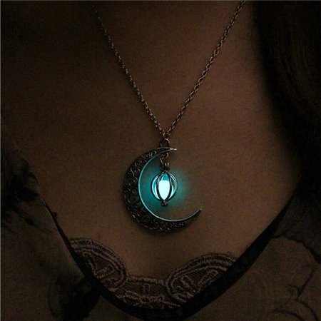 Glow Dark Jewelry Silver Plated The Moon Heart-shaped Pendant Pearl Necklace Turquoise Jewelry | Wish