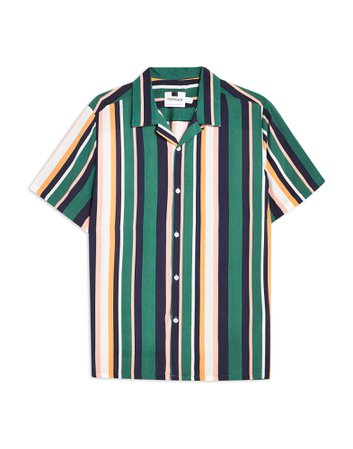 Topman Pastel Miami Revere Shirt - Striped Shirt - Men Topman Striped Shirts online on YOOX United States - 38832792FK