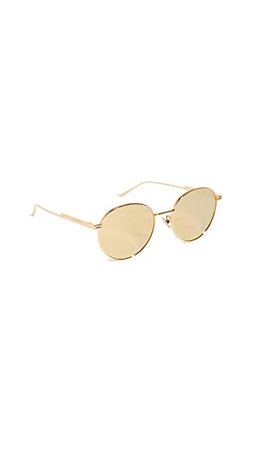 Bottega Veneta Блестящие золотистые округлые солнцезащитные очки | SHOPBOP