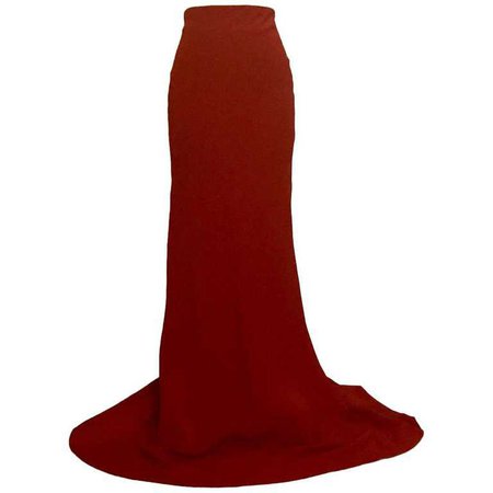 Alexander McQueen Red Crepe Flared Bottom Long Ball Maxi Skirt For Sale at 1stdibs