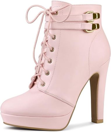 Amazon.com | Allegra K Women's Lace Up Strap Platform Block Heels Ankle Boots | Ankle & Bootie